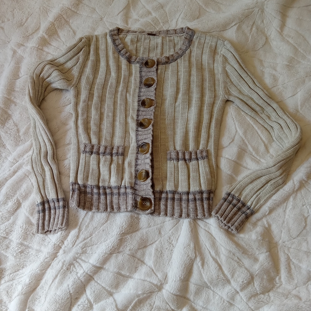 Free People Beige and Brown Women's Cardigan